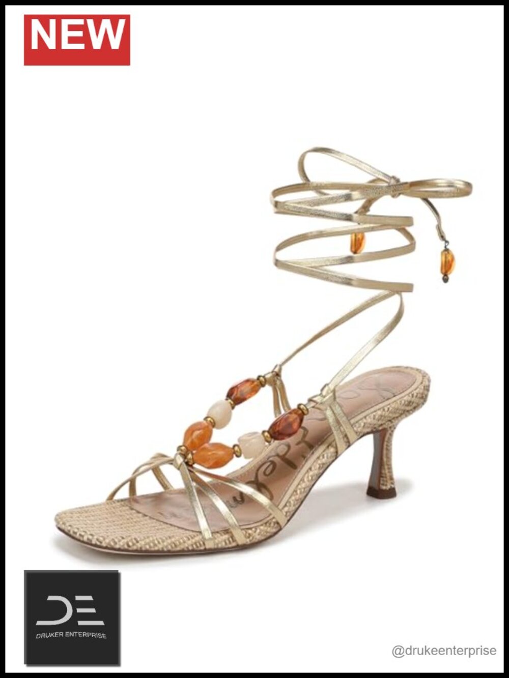 Wrapped Ankle Strap Heeled Sandals 2.38" Kitten Heel Leather Open Toe